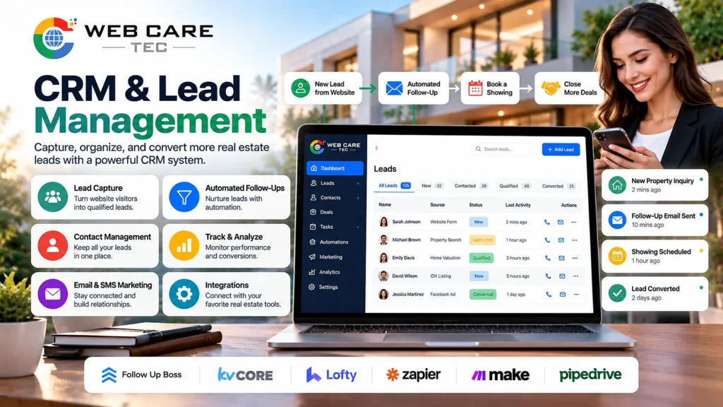 Real estate website CRM and lead management workflow
